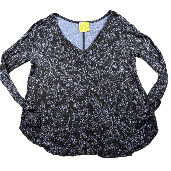 Free People Sahara Print High Back Long Sleeve Top V-Neck Stretch Medium F125 - Picture 1 of 11
